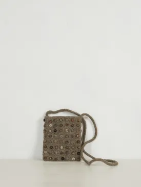 Wool Crossbody Bag Small with Velvet Dots (Pebble)