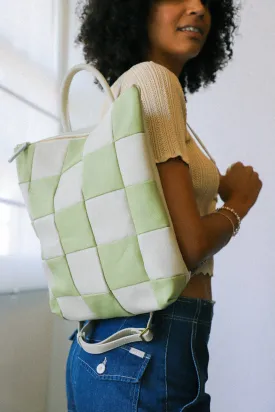 X Prism Avocado   Cream Checkered Patchwork Backpack