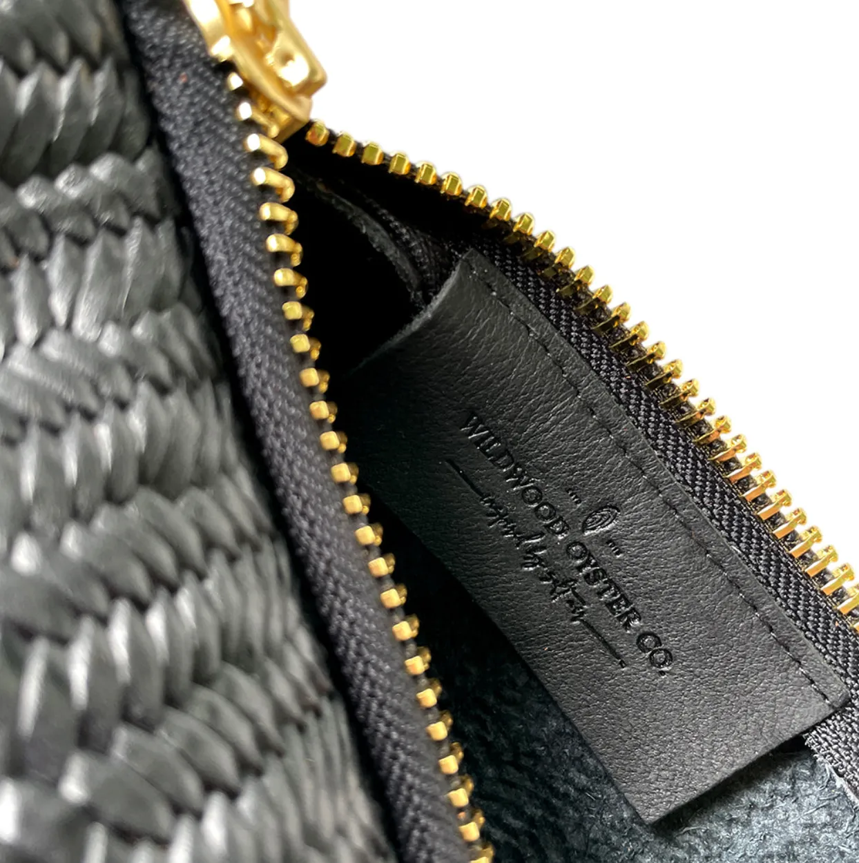 Zip Tote in Black Basketweave Leather